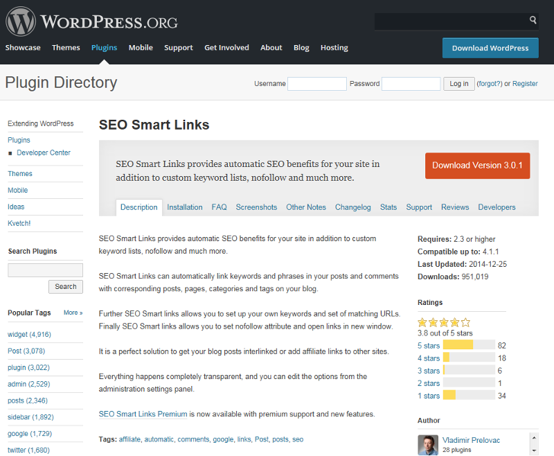 Wordpress SEO Smart links plugin