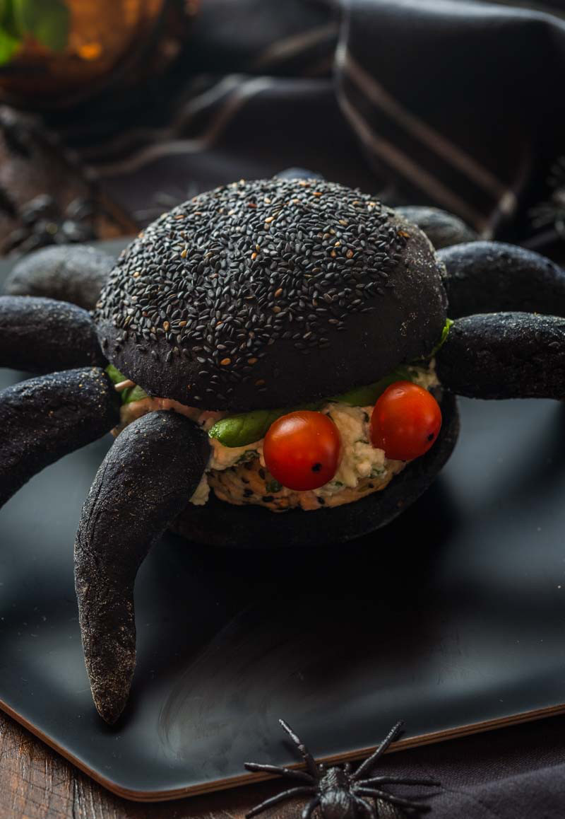 Burger façon araignée pour Halloween