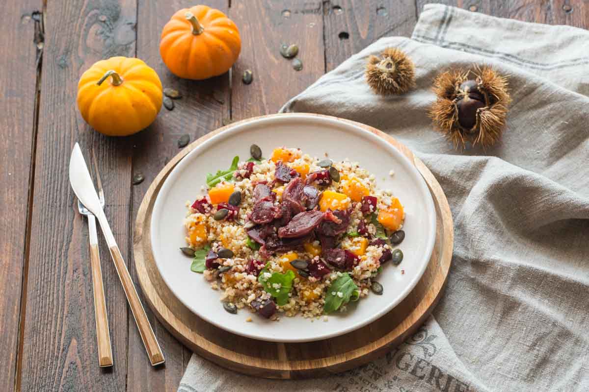 Salade au boulgour, courge et gésiers