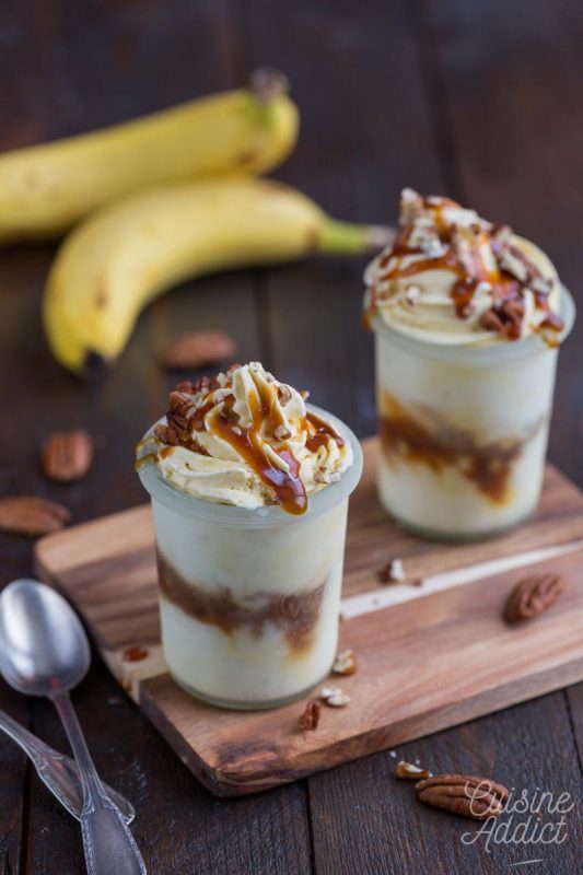 Sundae banane et noix de pécan