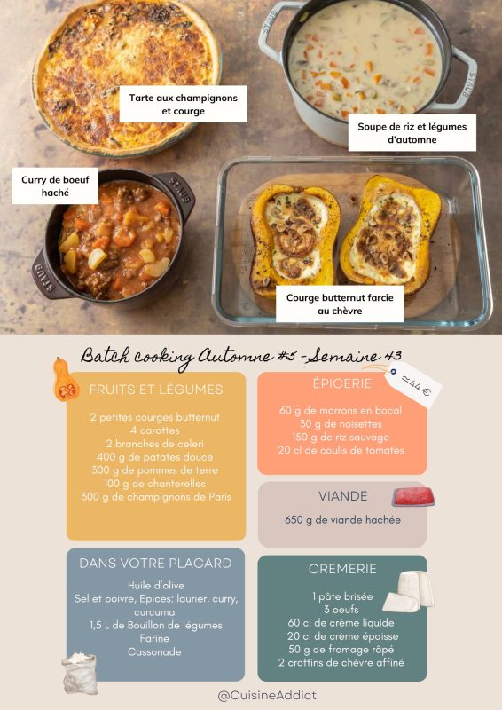 Batch cooking Automne 5 - Semaine 43