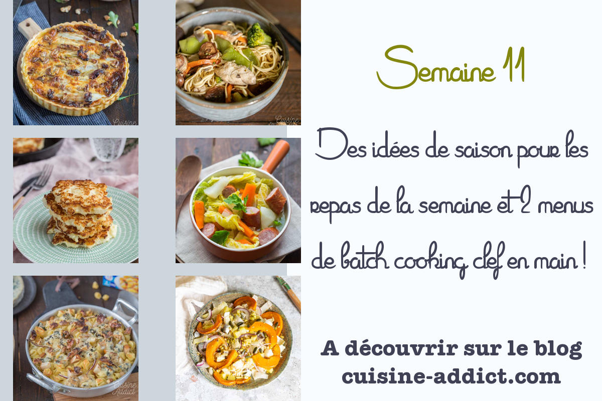 Menu pour la semaine 11 - Mars 2021