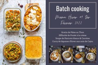 Menu de Batch cooking pour la semaine #8 - Mois de février 2022