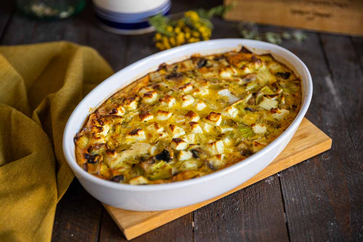 Recette de clafoutis champignons et poireaux