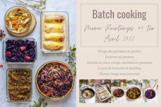 Menu de Batch cooking pour la semaine #16 - Mois de avril 2022