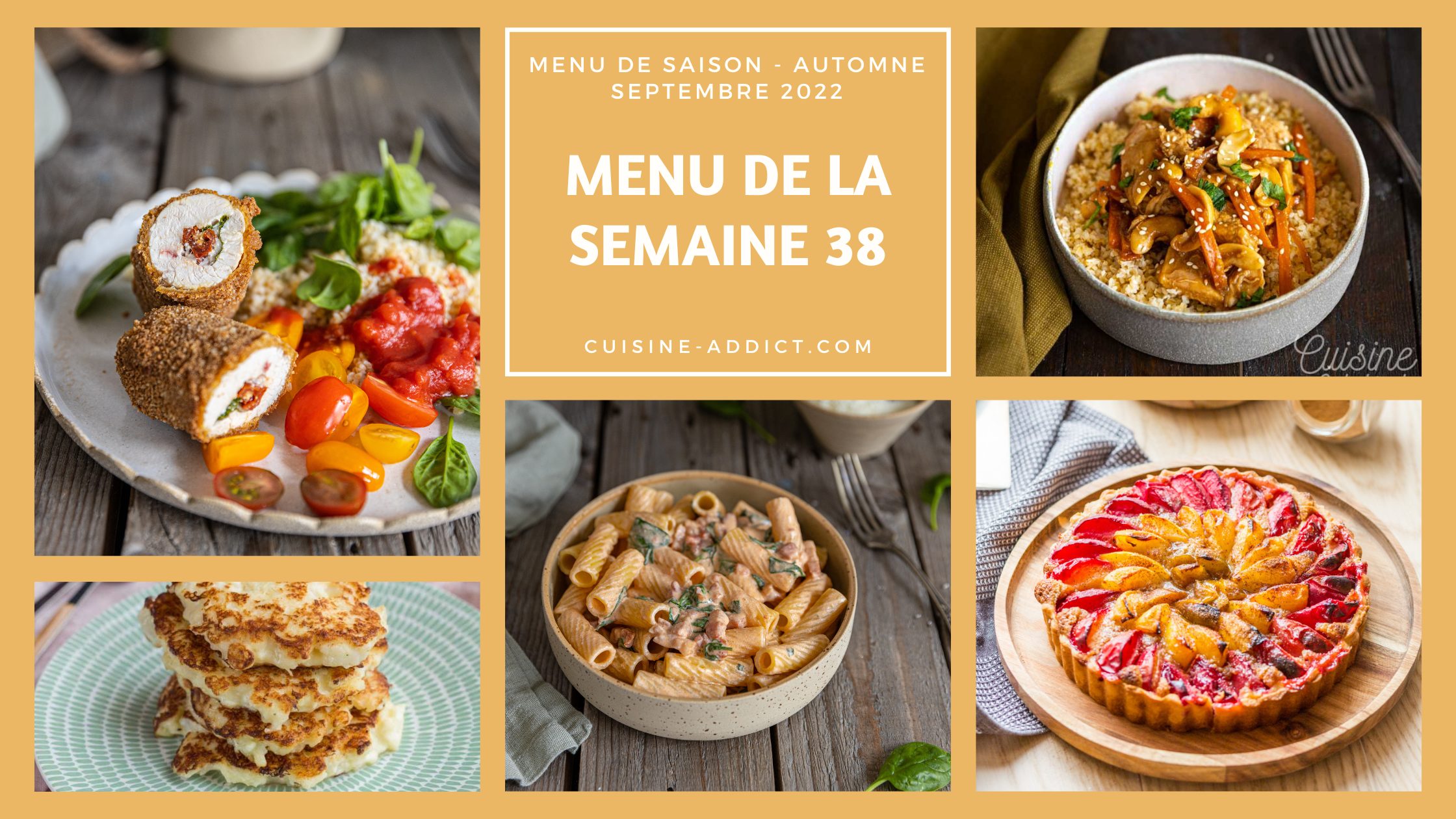 Menu pour la semaine 38 - Septembre 2022