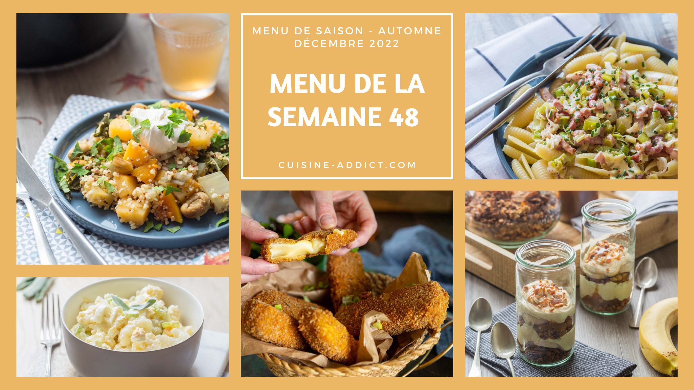 Menu pour la semaine 48 - Décembre 2022