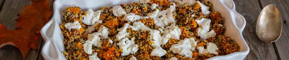Recette de gratin de patates douces au quinoa et chèvre