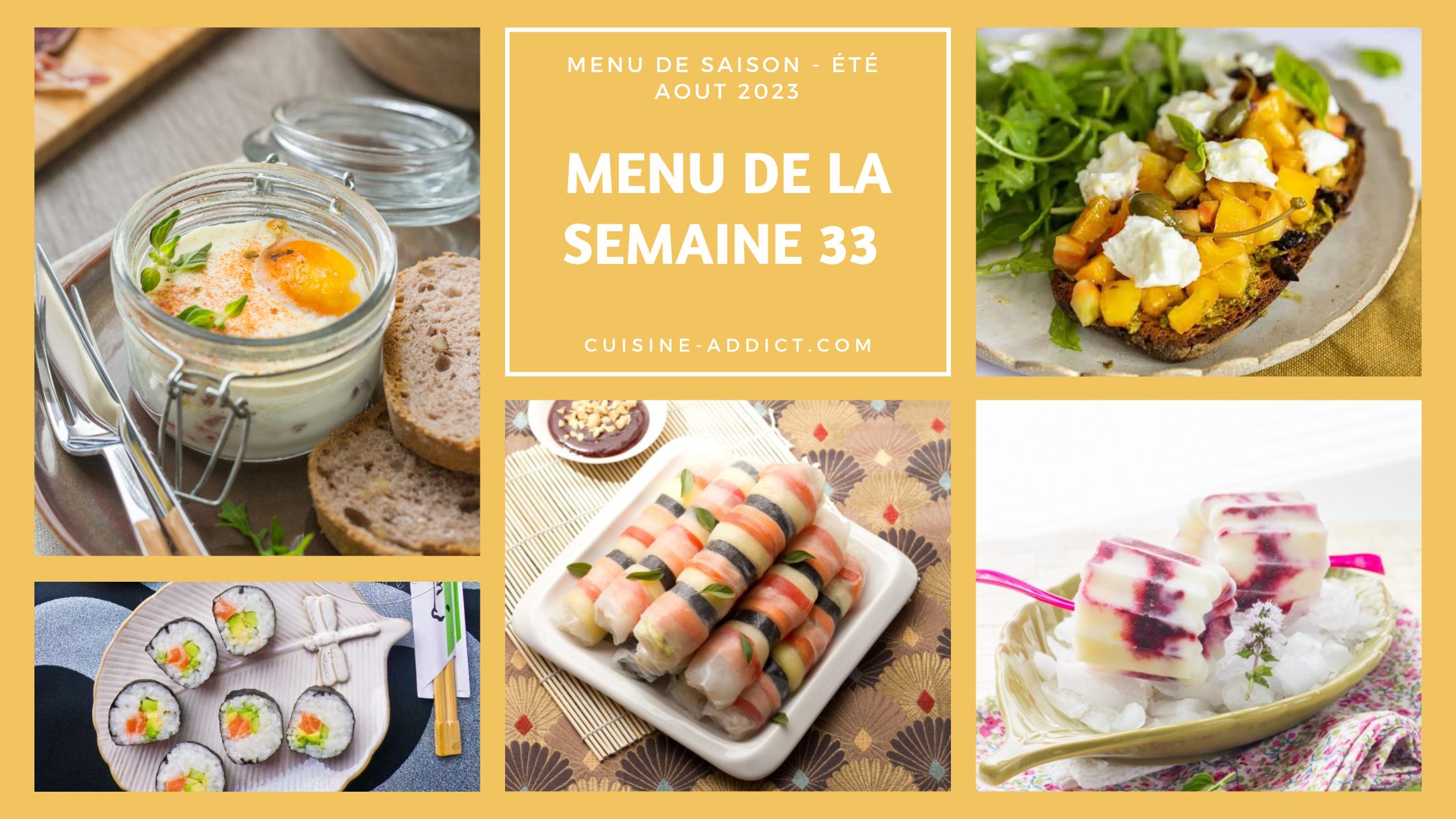 Menu de la semaine 33 - août 2023