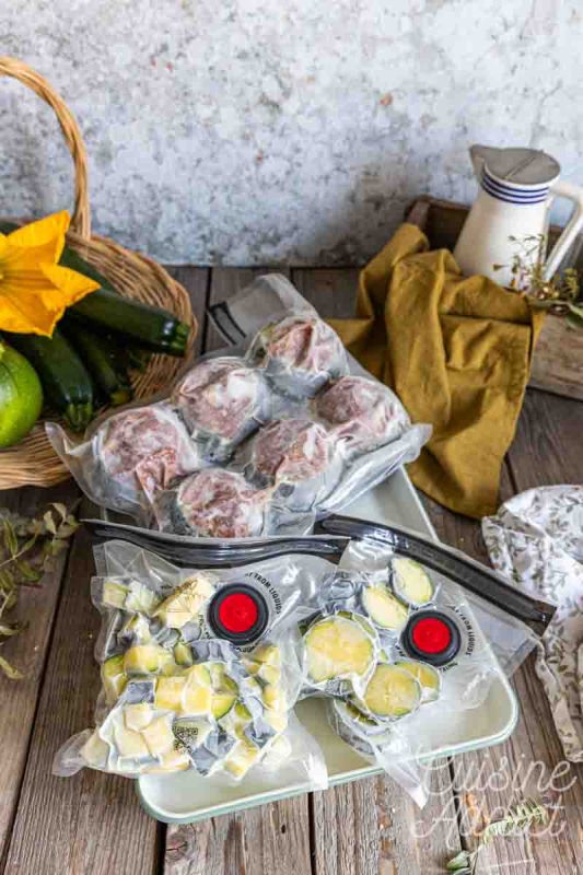 Courgettes conservées au congélateur