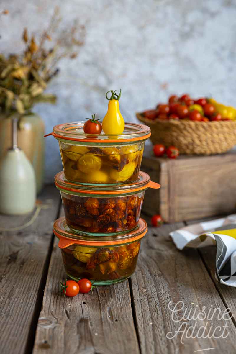 Tomates cerise séchées confites à l'huile d'olive