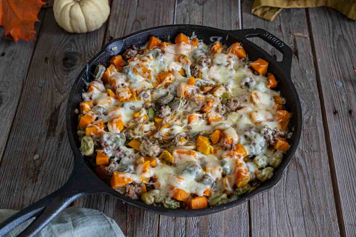 Recette de poêlée de patates douces et boeuf haché