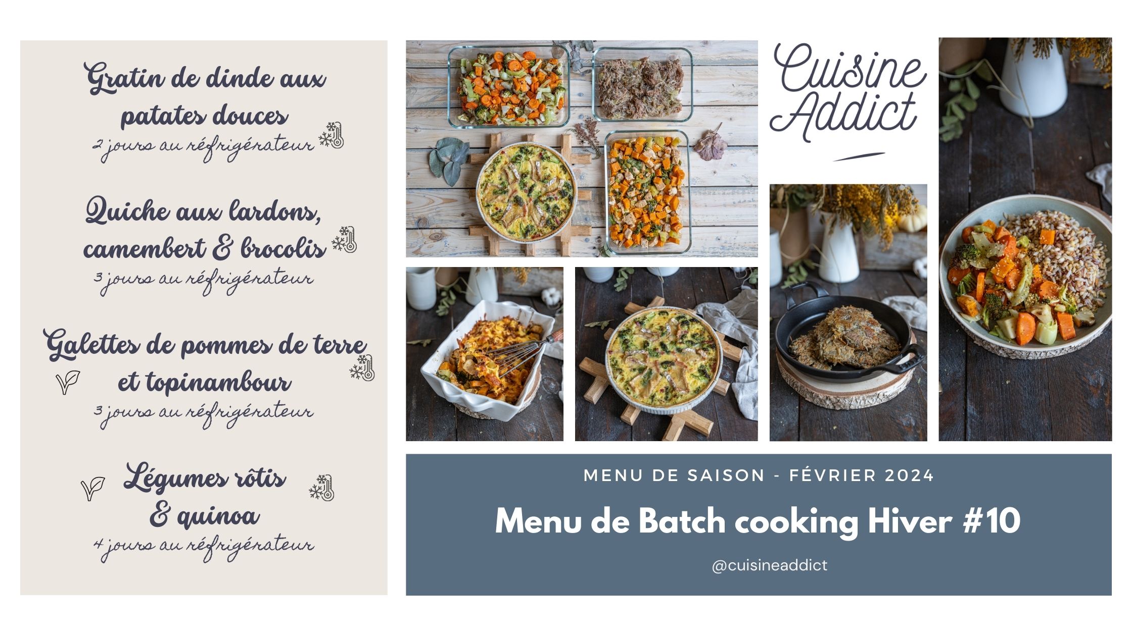 Menu de batch cooking pour la semaine 9 - Février 2024