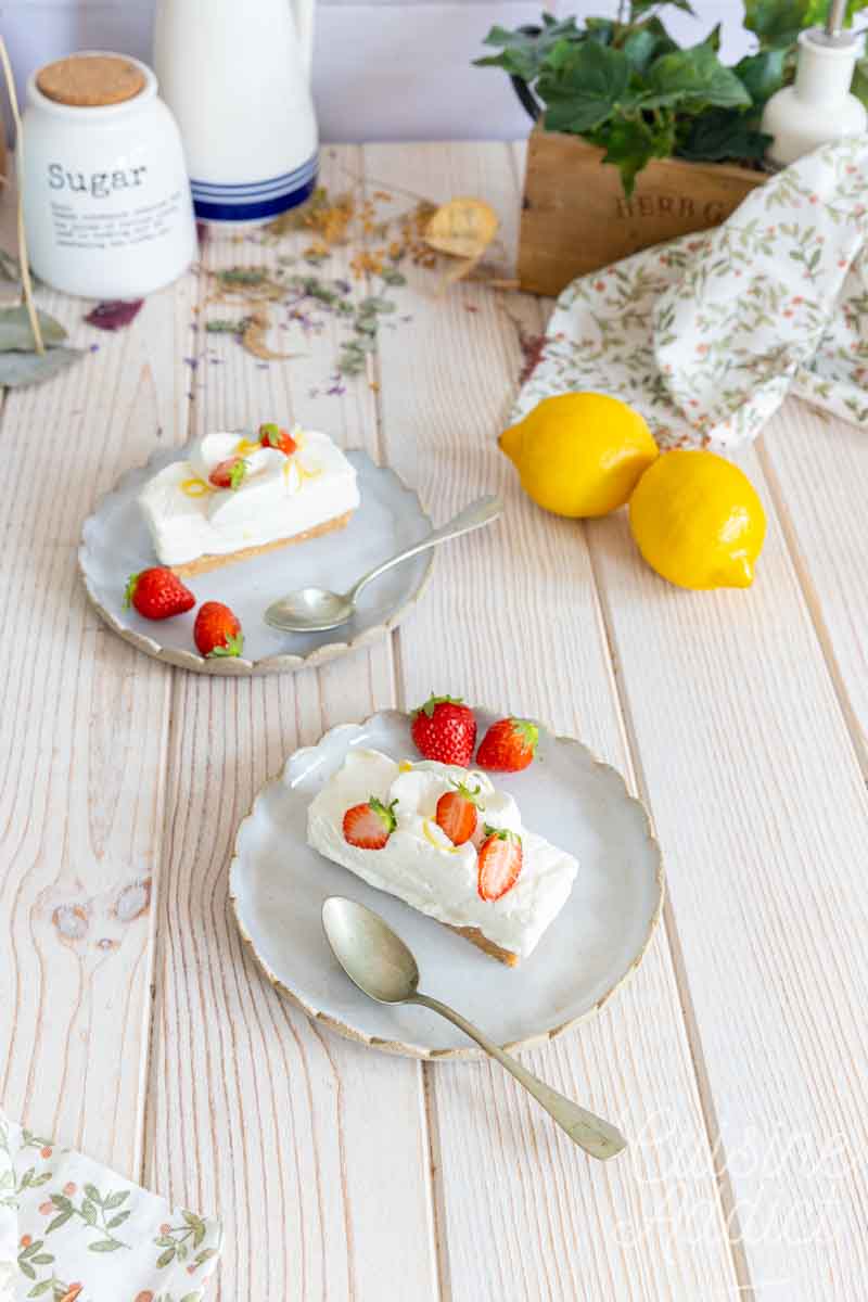 Cheesecake sans cuisson au yaourt citron et sablés bretons