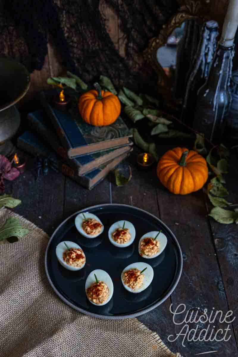 Oeufs mimosa façon citrouille pour Halloween