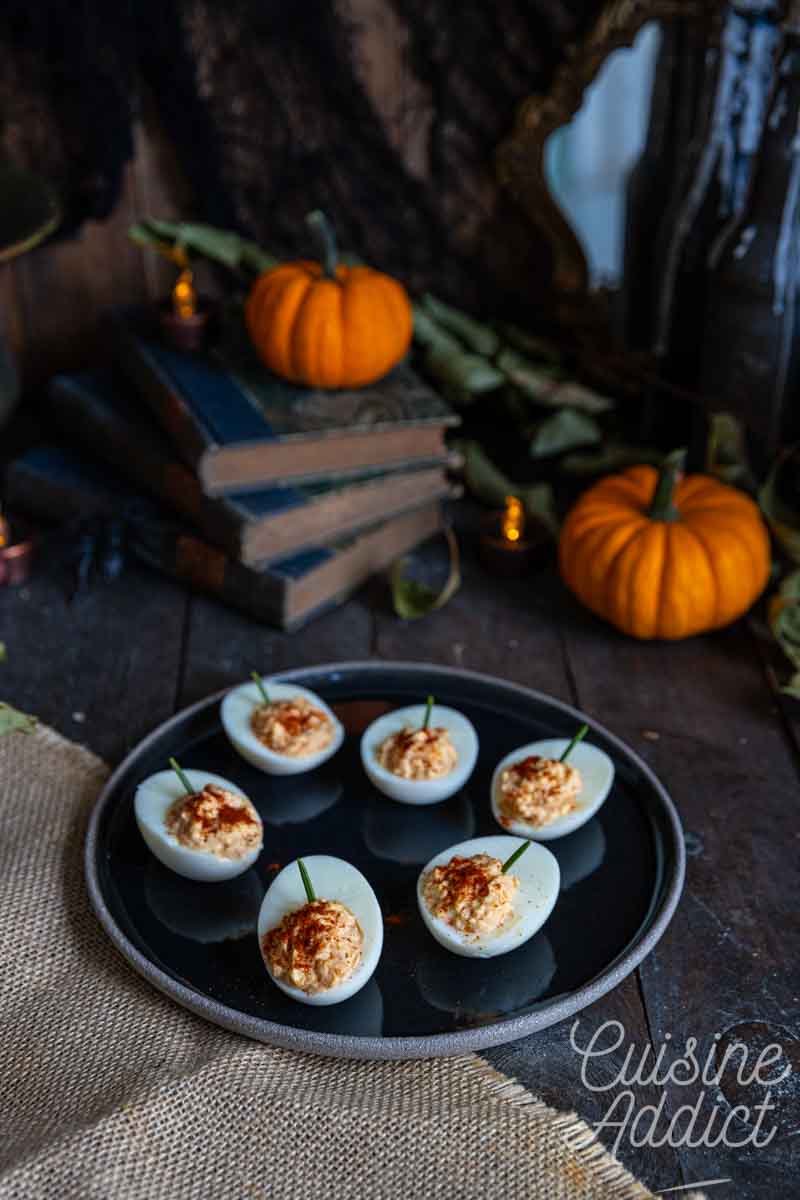 Oeufs mimosa pour un apéritif d'Halloween