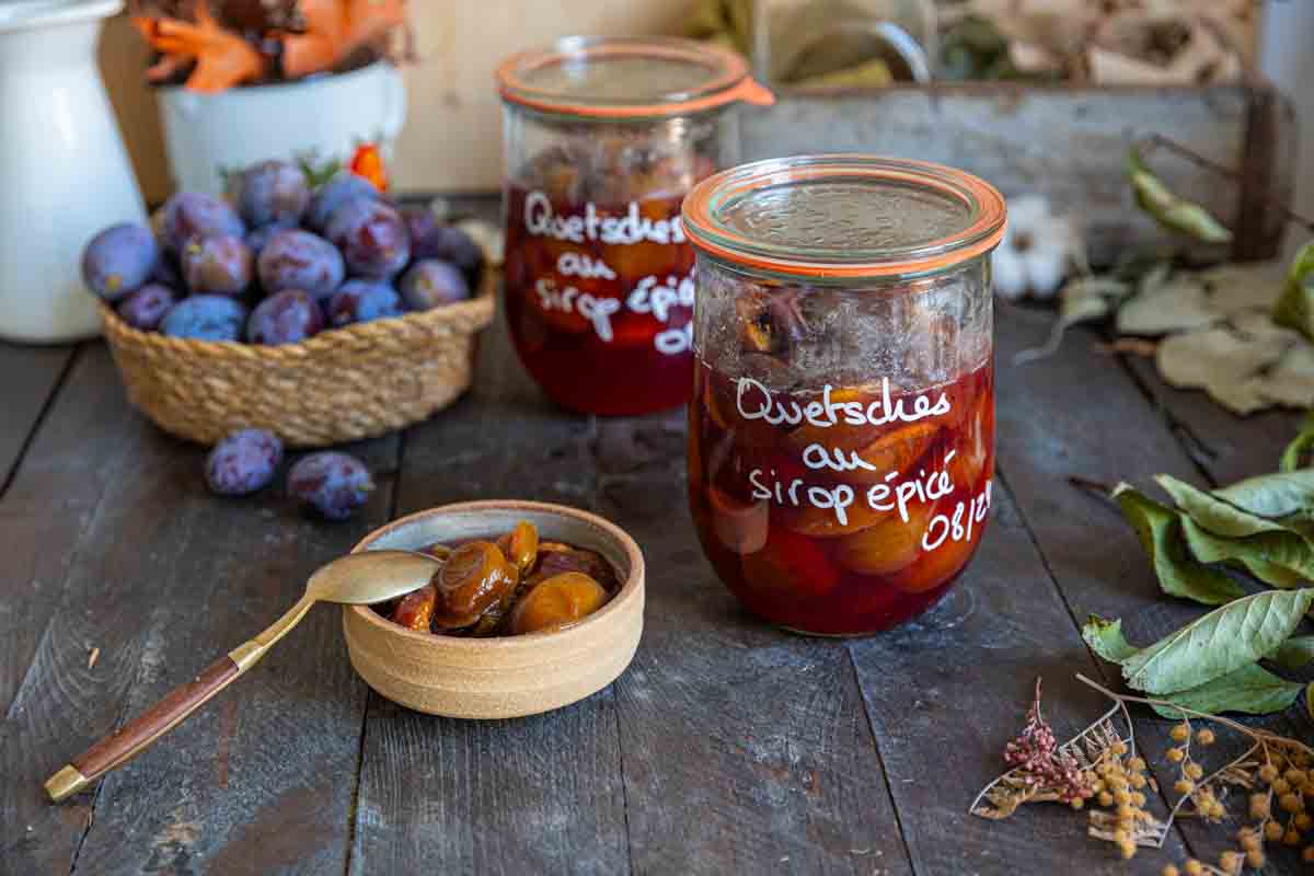 Recette de bocaux de quetsches au sirop