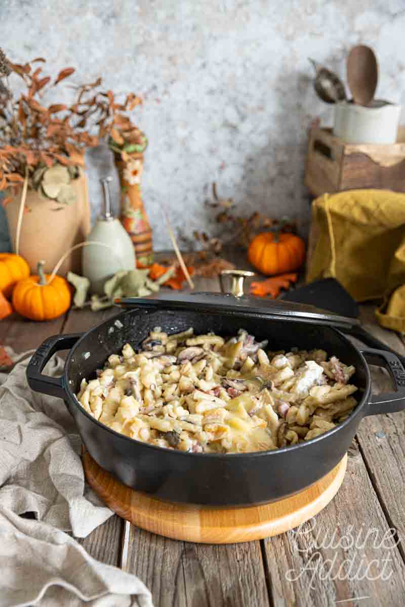 Cocotte de spaetzele aux champignons