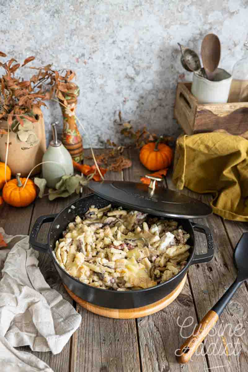 One Pan Spaetzele aux lardons et champignons