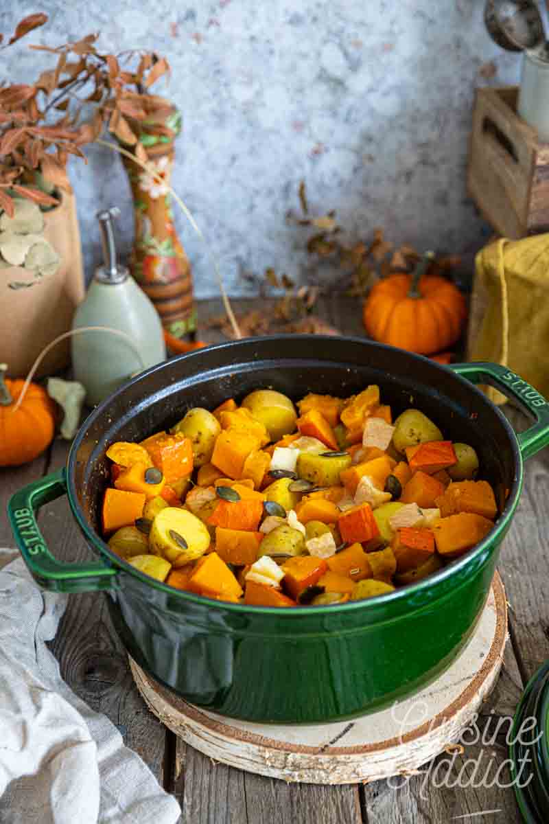 Poêlée de potimarron et pommes de terre au munster