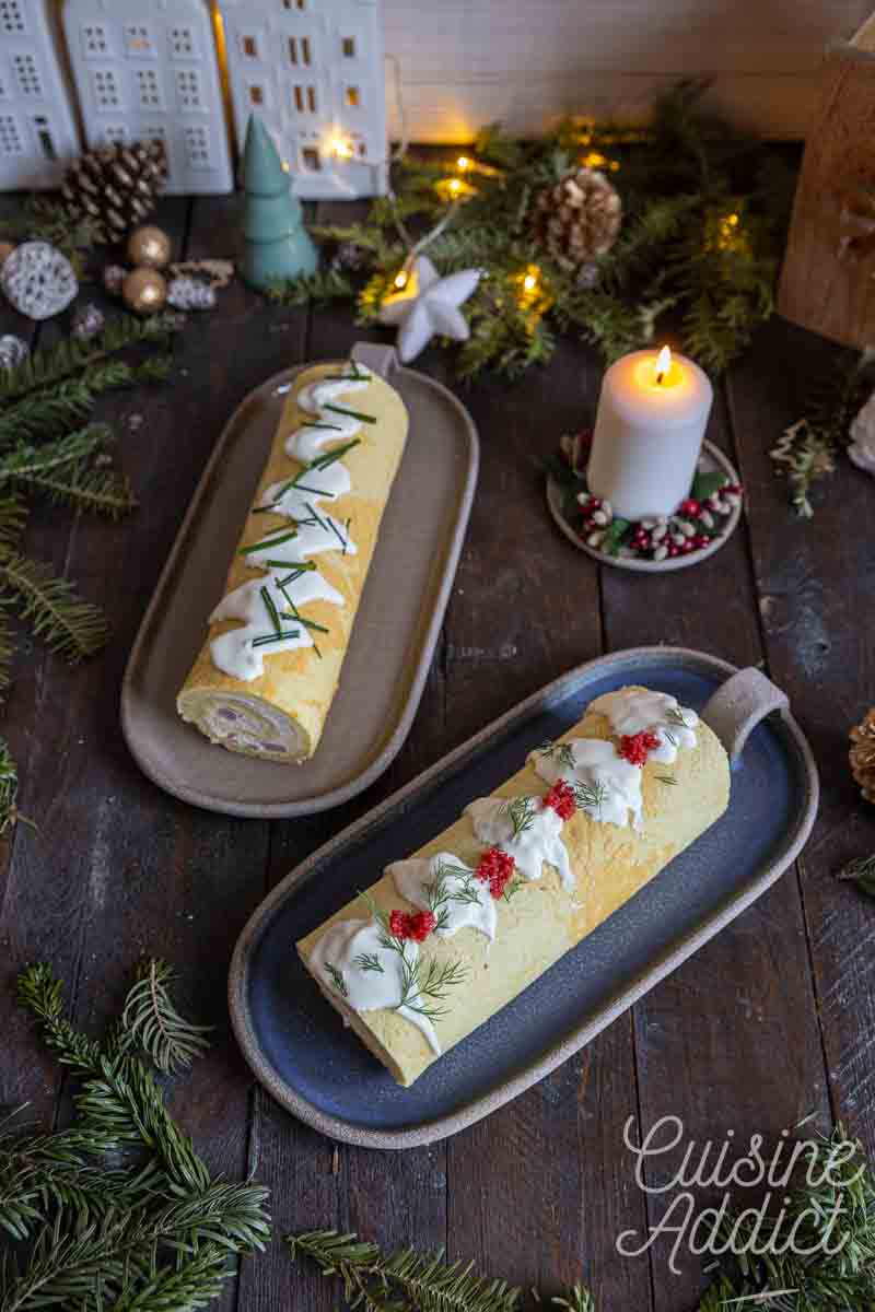 Bûches de Noël salées au saumon et au jambon