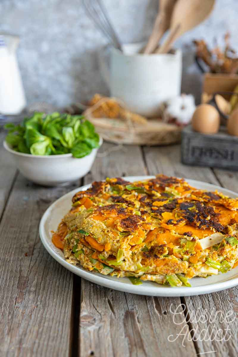 Tortilla hivernale patate douce et poireaux