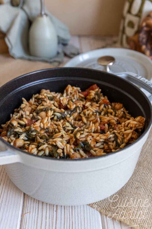 One pot orzo aux épinards et pois chiche