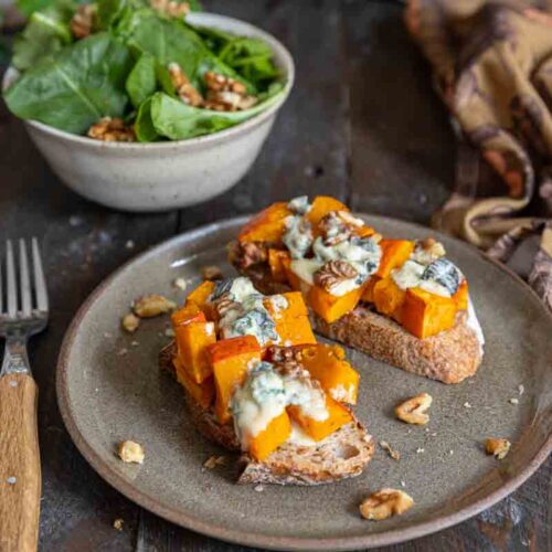 Recette de tartines au potimarron et bleu