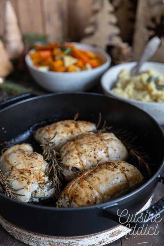 Poulet farci au brie, cranberries et épinards
