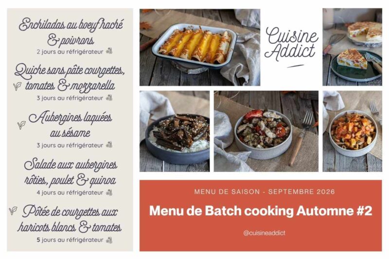 Menu de batch cooking - automne 2 - septembre 2026