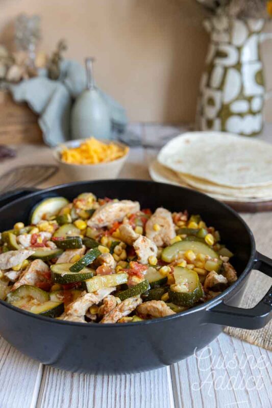 Garniture pour fajitas au poulet et courgettes