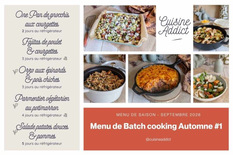 Menu de batch cooking - automne 1 - septembre 2026