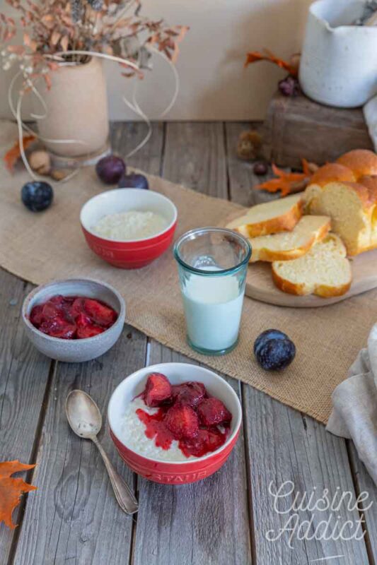 Recette de riz au lait vanille cannelle et prunes